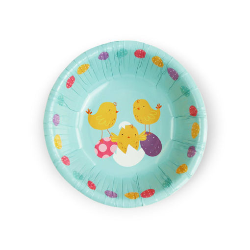 Picture of EASTER PAPER BOWLS BLUE WITH CHICK 16CM - 6 PACK